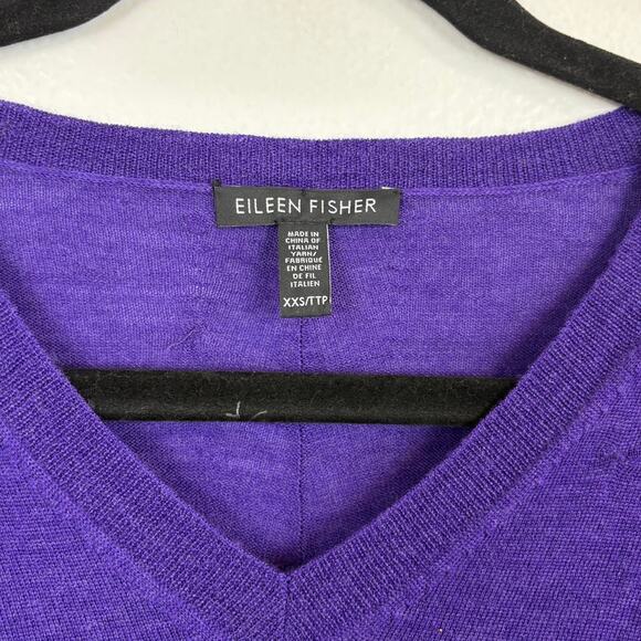 Eileen Fisher Knit Slouchy Pocket Front Tunic Length Merino Wool Sweater XXS - Picture 4 of 5